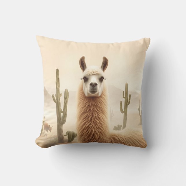Soft Sand Llama mit Cactus Flow Kissen (Vorderseite)