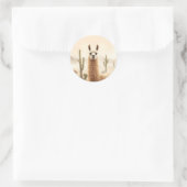 Soft Sand Llama mit Cactus Flow Runder Aufkleber (Tasche)