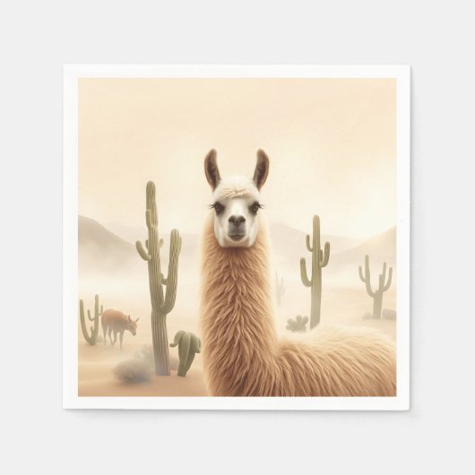 Soft Sand Llama mit Cactus Flow Serviette (Vorderseite)