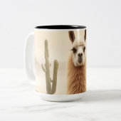 Soft Sand Llama mit Cactus Flow Zweifarbige Tasse (Vorderseite Links)