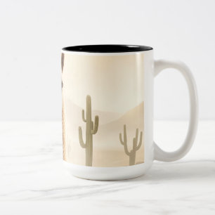 Soft Sand Llama mit Cactus Flow Zweifarbige Tasse