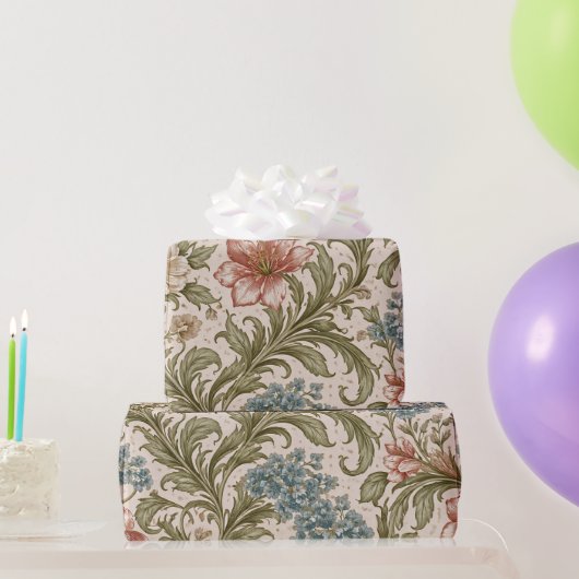 Soft Scrollwork Garden Floral Pattern Geschenkpapier (Partygeschenke)