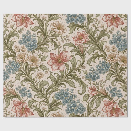 Soft Scrollwork Garden Floral Pattern Geschenkpapier (Flach)