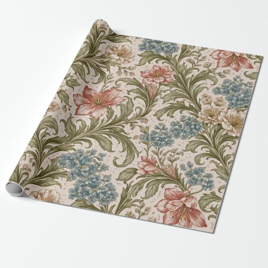 Soft Scrollwork Garden Floral Pattern Geschenkpapier (Ungerollt)