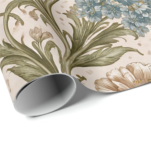 Soft Scrollwork Garden Floral Pattern Geschenkpapier (Rolleneckpunkt)