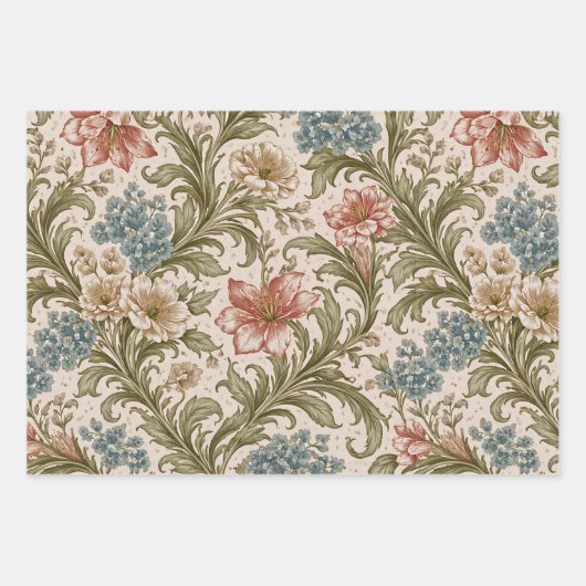 Soft Scrollwork Garden Floral Pattern Geschenkpapier Set (Vorderseite 2)