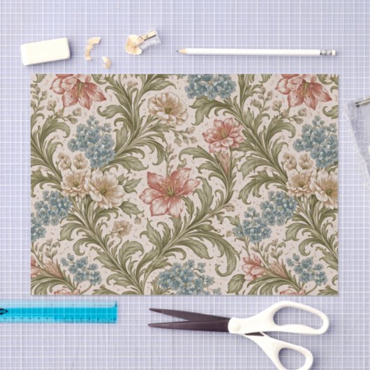 Soft Scrollwork Garden Floral Pattern Seidenpapier (Handwerk)
