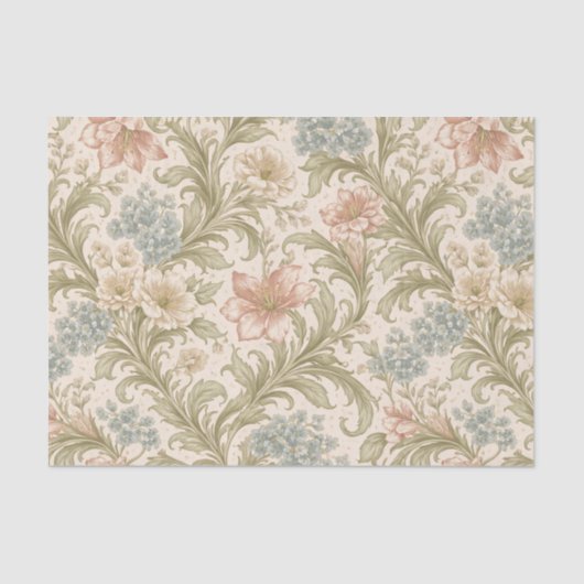 Soft Scrollwork Garden Floral Pattern Seidenpapier (Vorderseite)