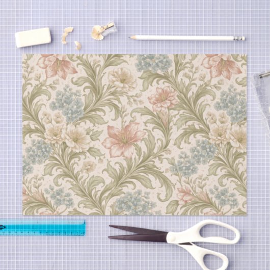 Soft Scrollwork Garden Floral Pattern Seidenpapier (Handwerk)