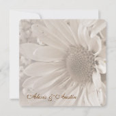 Soft Sepia Wedding Daisy Einladung (Vorderseite)