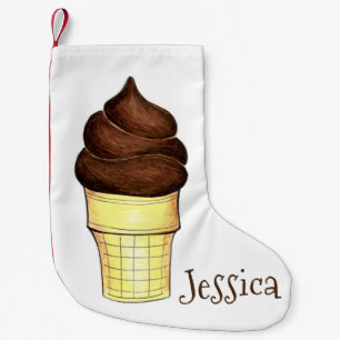Soft Serve Chocolate Swirl Ice Cream Cone Dessert Kleiner Weihnachtsstrumpf