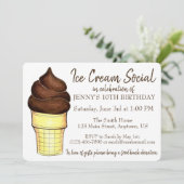 Soft Serve Cone Ice Cream Social Birthday Party Einladung (Stehend Vorderseite)