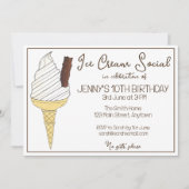 Soft Serve Cone Ice Cream Social Birthday Party Einladung (Vorderseite)