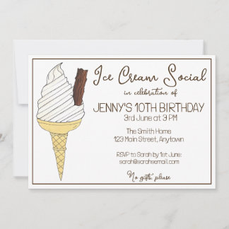 Soft Serve Cone Ice Cream Social Birthday Party Einladung