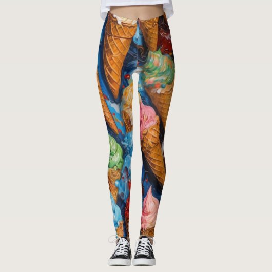 Soft Serve Ice Creme Cone Leggings (Vorderseite)