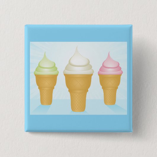 Soft servieren Ice Cream Cones Spaß Sommerabend Button (Vorderseite)