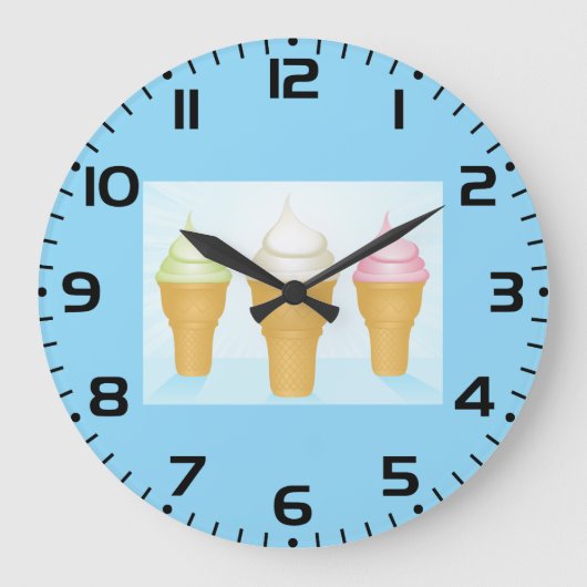 Soft servieren Ice Cream Cones Spaß Sommerabend Große Wanduhr (Vorderseite)