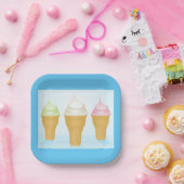 Soft servieren Ice Cream Cones Spaß Sommerabend Pappteller (Party)