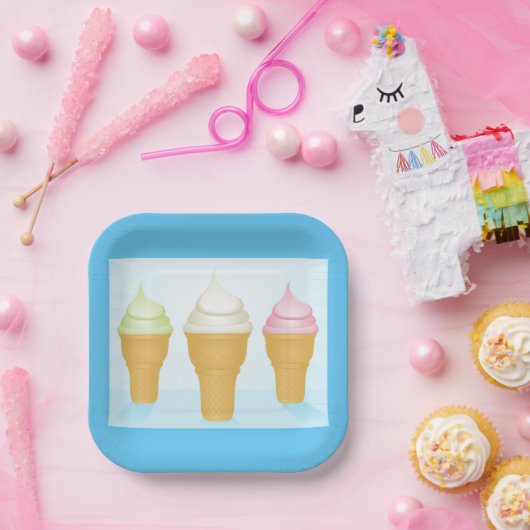 Soft servieren Ice Cream Cones Spaß Sommerabend Pappteller (Party)