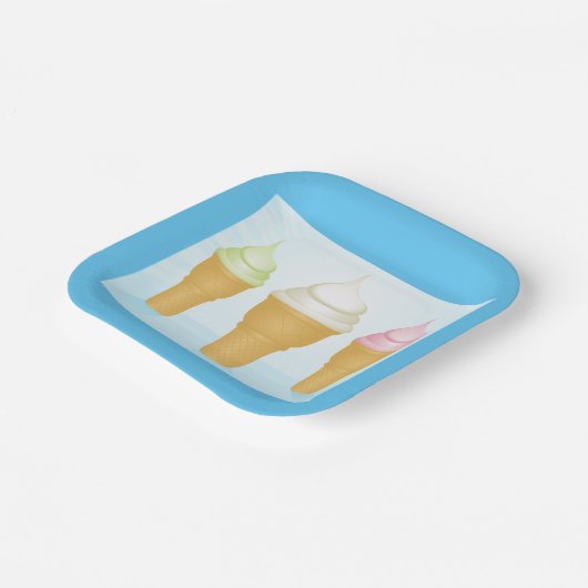 Soft servieren Ice Cream Cones Spaß Sommerabend Pappteller (Gewinkelt)