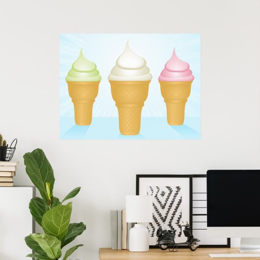 Soft servieren Ice Cream Cones Spaß Sommerabend Poster (Heimbüro)