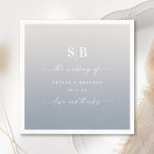 Soft Shadow Dusty Blue & Gardenia Wedding Monogram Serviette