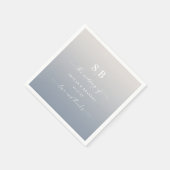 Soft Shadow Dusty Blue & Gardenia Wedding Monogram Serviette (Ecke)