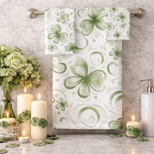Soft Shamrock Whispers in Sage Green Badhandtuch Set
