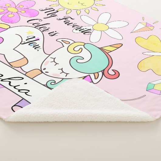 Soft Sherpa Sleepy Unicorn Name Blanket Sherpadecke (3/4)