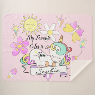 Soft Sherpa Sleepy Unicorn Name Blanket Sherpadecke