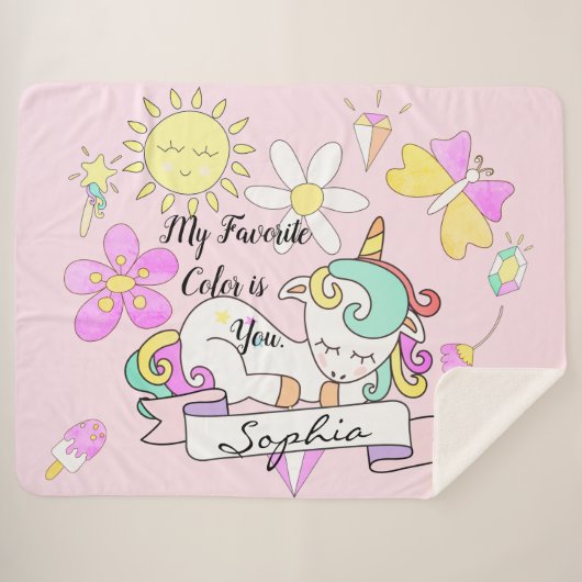 Soft Sherpa Sleepy Unicorn Name Blanket Sherpadecke (Vorderseite (Horizontal))