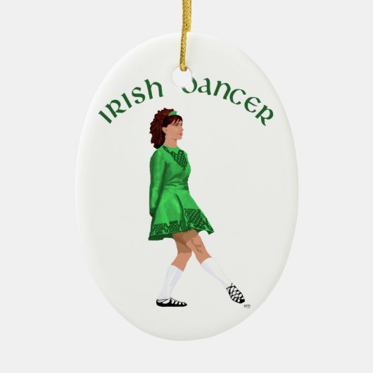 Soft Shoe Irish Dancer in Green Keramik Ornament (Vorne)