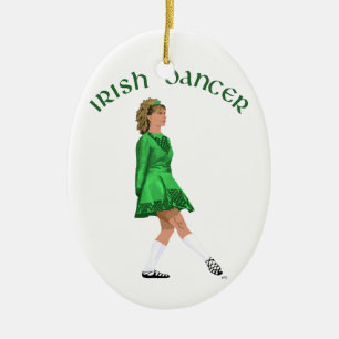 Soft Shoe Irish Dancer in Green Keramikornament