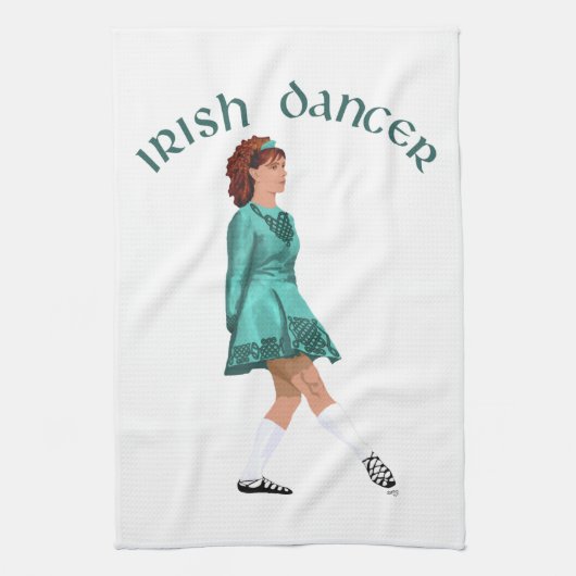 Soft Shoe Irish Dancer in Türkis Geschirrtuch (Vertikal)