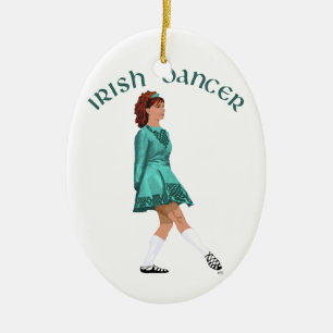 Soft Shoe Irish Dancer in Türkis Keramik Ornament