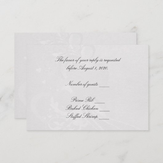 Soft Silver Heart UAWG RSVP Karte (Vorne/Hinten)