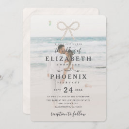 Soft Simple Pearl Bow Custom Photo Elegant Wedding Einladung
