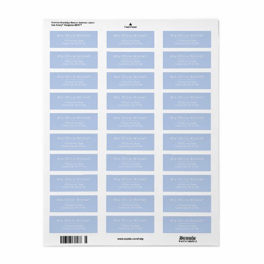 Soft Sky Blue Minimal Address Labels (Vorne)