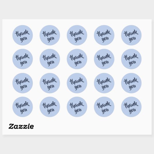 Soft Sky Blue Thank You Classic Round Sticker (Blatt)