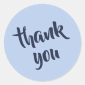 Soft Sky Blue Thank You Classic Round Sticker (Vorderseite)