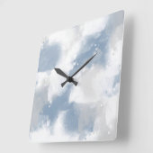 Soft Slate Blue Gray & White Abstract Brushstrokes Quadratische Wanduhr (Winkel)