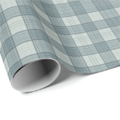 Soft Slate Blue und Gray Gingham Geschenkpapier (Rolleneckpunkt)