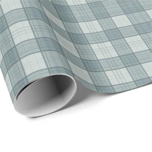 Soft Slate Blue und Gray Gingham Geschenkpapier (Rolleneckpunkt)