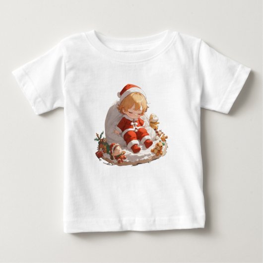 Soft Sleepy Santa Christmas Baby Fine Jersey Tee (Vorderseite)