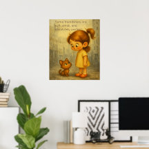 Soft & Small Friendship Poster - Mädchen und Katze