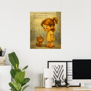 Soft & Small Friendship Poster - Mädchen und Katze