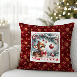 Soft snowy forest baby deer kids room decor  kissen