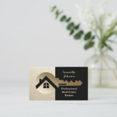 Soft Sparkle Gold Key Real Anwesen Business Card Visitenkarte (Stehend Vorderseite)