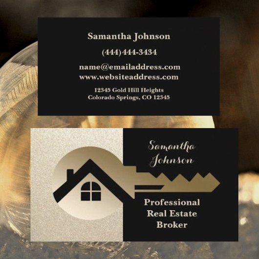 Soft Sparkle Gold Key Real Anwesen Business Card Visitenkarte