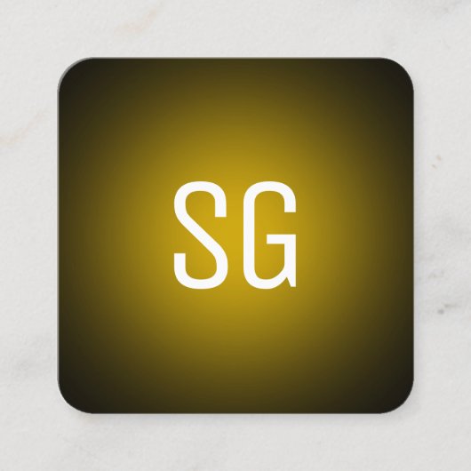 Soft Spot - Initialen - Amber auf schwarz Quadratische Visitenkarte (Vorderseite)